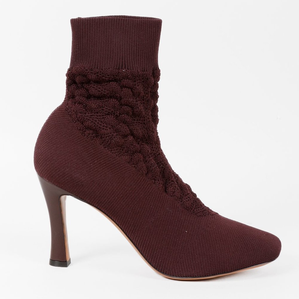 Céline Burgundy Glove Sock Knit Boots